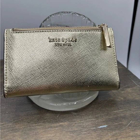 Kate Spade Gold Wallet with Metallic Finish